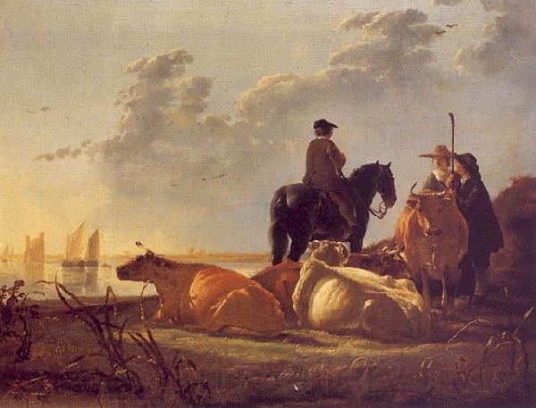 Aelbert Cuyp Cattle with Horseman and Peasants